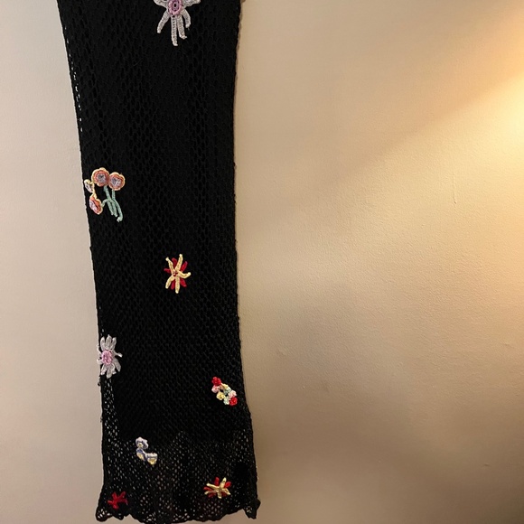 ABS Allen Schwartz Crochet Lined Dress W/ 3D Flowers-Size M - Picture 2 of 16